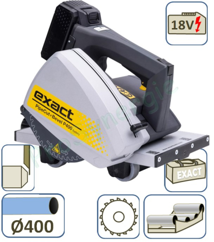 Scie circulaire Coupe-tube Exact PipeCut P400 - Battery - Batterie 18V - Tubes plastique maxi Ø 400 mm
