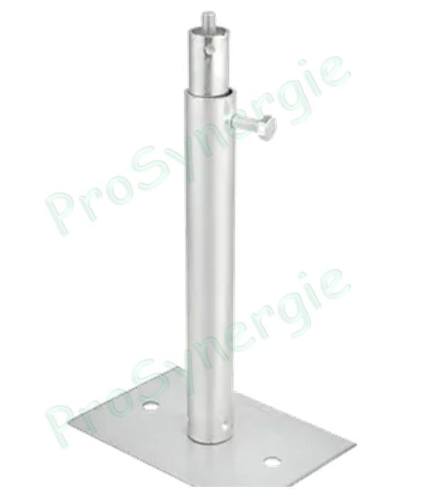 PST - Kit pied support terrasse hauteur réglable de 280 à 450 mm avec platine 150x100mm, fixation vis Ø M8 (pour tuyau de ventilation)
