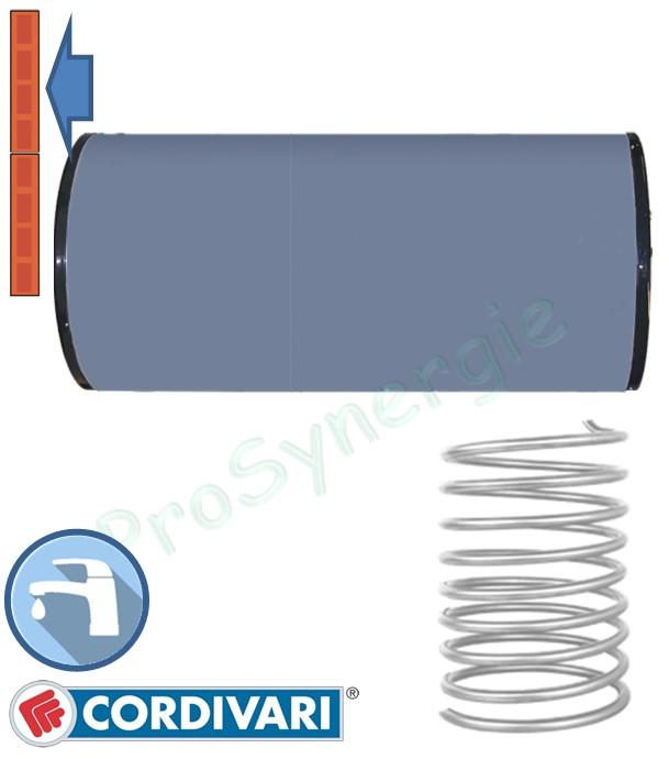 Ballon Production d´eau chaude sanitaire Horizontal ou Vertical avec échangeur chauffage - Contenance 100 litres Isolation 50mm Ø456 & Haut. 954mm