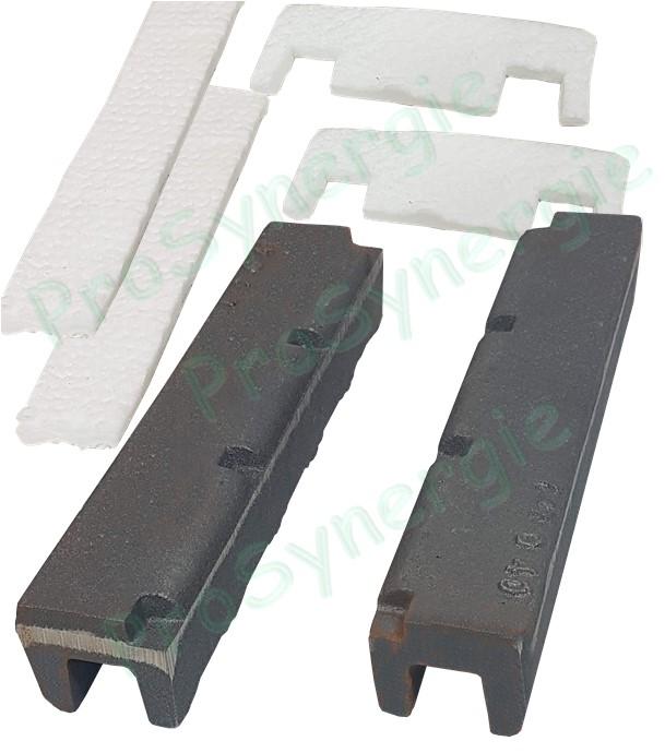 Ensemble de 2 barreaux  U  en fonte porte grilles avec joints céramiques pour TS3/Airex 50/G3 50