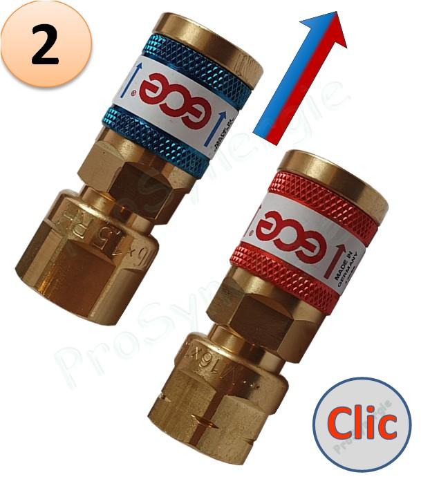 Raccord rapide Clapet anti-retour Iso Femelle Stoptac - Montage Détendeur - Oxygène ou gaz combustible - Entrée M16x1,5 - Sortie Iso Femelle