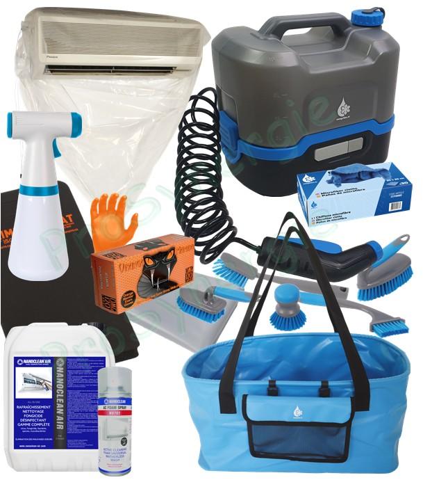 Easyclim GO PACK - Nettoyeur clim EASYCOMPACT + Bâche de protection Split + Pulvérisateur à main + Sac étanche 45L + Produit nettoyant désinfectant + Protection et nettoyage