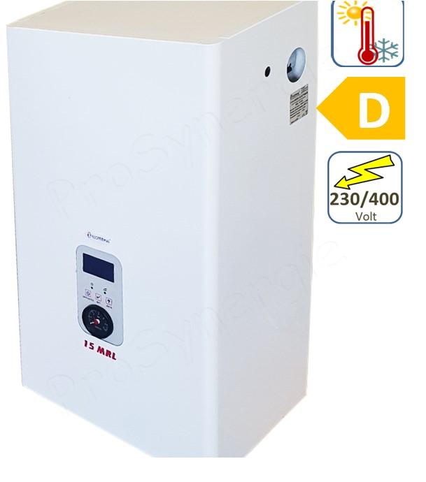 MRL 6 - Chaudière électrique 6.8KW Mono/Tri 230/400V (HxLxP= 700x385x260mm) équipé vase 6l, pompe, soupape, vannerie, sécurité, raccords Ø1´´ + régulateur climatique