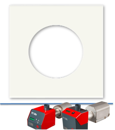 Joint en céramique 160x160mm avec passage de buse Ø90mm pour brûleur PV20/30/50