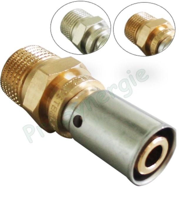 Raccord laiton filetage mâle finition brut ou nickelé à sertir multicouches