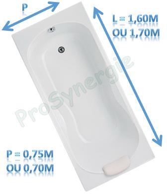 Baignoire à poser rectangulaire POLO-N avec dossier