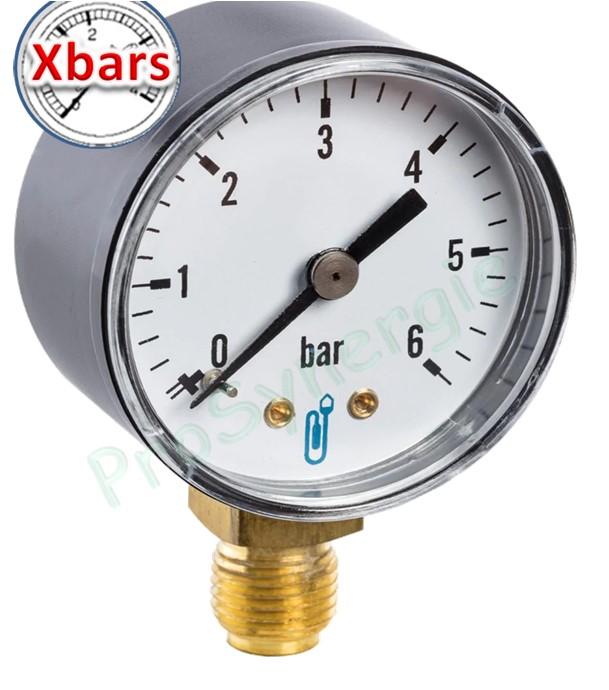 Manomètre à boîtier ABS Secs (-20/+60°C) Ø50 à 100mm raccordement radial laiton à visser mâle Ø1/4 ou 1/2´´
