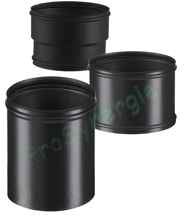 A EF 150 BU - Efficience - Adaptateur de buse pour conduit de fumée 150, vers buse de générateur de chauffage 150 mm, Hauteur 120 mm couleur noir, RAL 9034