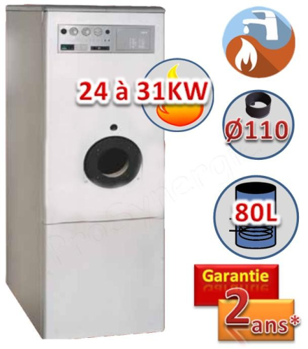 AUXAL B Cell ErP - Chaudière 24.5 à 31.3Kw sol Fioul Basse T° Cheminée Ø125mm - chauffage + Ballon ECS 80L