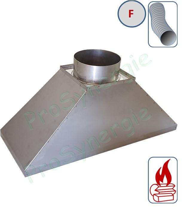 Avaloir d´âtre Inox 304 - Tarif suivant fichier sélecteur à fournir complété - section (basse) rebord droit renforcé (pour fixation) et piquage (haut axé ou désaxé) ØF à confirmer