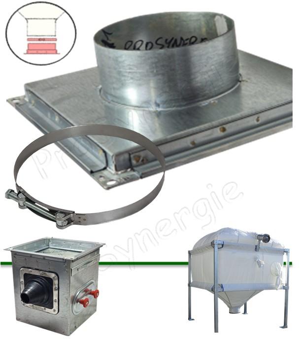Virole d'adaptateur cadre + raccord circulaire Ø 160mm (+collier) pour silo toile et cassette Modusilo