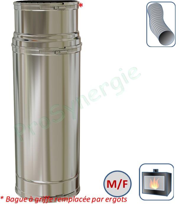 Raccord Départ Foyer Télescopique Inox Droit