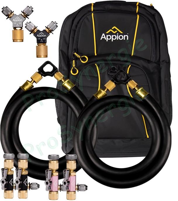 Kit de 2 Flexibles de tirage au vide clim gros débit avec 2 raccords de dérivation et 4 raccords démonte schrader - SpeedKit-V Fast