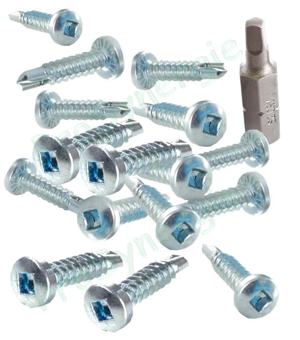 Lot de 500 vis autoforeuses avec tête embout carré R2 pour assemblage de tuyaux acier de ventilation