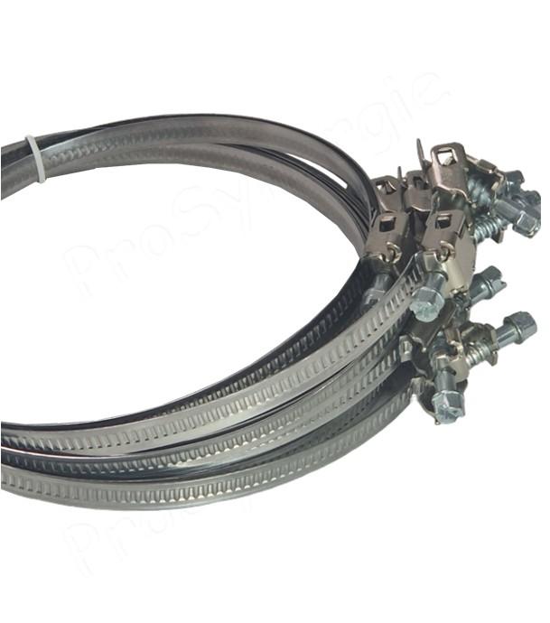 Lot de 10 colliers métaliques polyvalent W1 avec crémaillère serrage tube Ø 60 à 160 mm (raccordement flexible aluminium prise d'air de poêle)