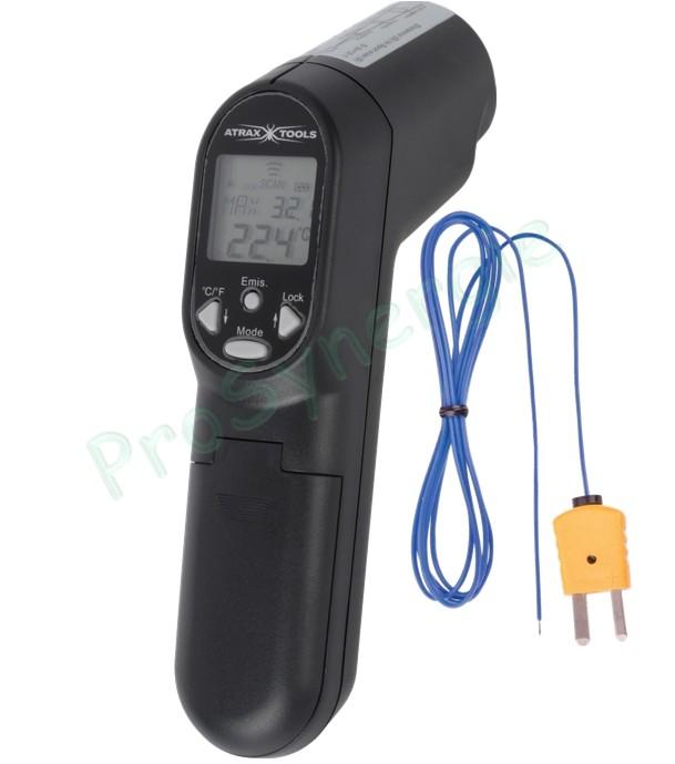 Thermomètre à infrarouge avec sonde thermocouple (-60 à +1400°C) et visée laser (-60 à +500°C)