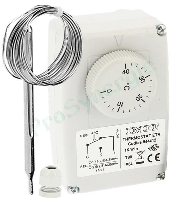 Thermostat Etanche Sonde déportée - IP54 - 0/40°C & -35/35°C - Plage de réglage de 0°C à 40°C